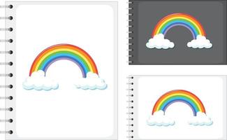 ensemble de cahiers de différentes tailles avec motif arc-en-ciel vecteur