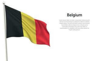 agitant drapeau de Belgique sur blanc Contexte. modèle pour indépendance journée vecteur