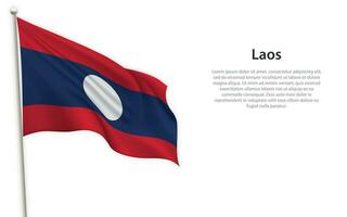 agitant drapeau de Laos sur blanc Contexte. modèle pour indépendance journée vecteur