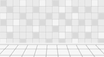 salle blanche vide avec sol et mur en carrelage blanc vecteur