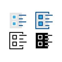 Cas étude analyse. retour d'information témoignage logo conception élément. presse-papiers avec liste de contrôle boîte signe. papier planche questionnaire document. enquêtes icône. vecteur illustration conception.