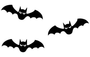 Halloween noir chauves-souris en volant silhouettes isolé sur blanche. vecteur