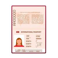 Vide ouvert passeport modèle. international passeport avec échantillon personnel Les données page. vecteur Stock illustration