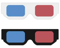 3d des lunettes icône dans plat style. rouge et bleu vision lunettes pour théâtre. vecteur