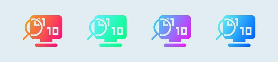 binaire solide icône dans pente couleurs. programmation panneaux vecteur illustration.