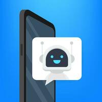 bavarder bot en utilisant sur téléphone intelligent, robot virtuel assistance de site Internet ou mobile applications. voix soutien un service robot. en ligne soutien bot vecteur