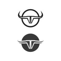 taureau et buffle tête vache logo design vecteur animal corne