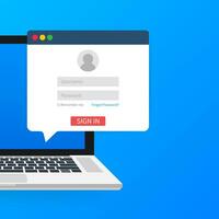 signe dans à compte, utilisateur autorisation, s'identifier authentification page concept. portable avec s'identifier et mot de passe forme page sur filtrer. vecteur illustration.