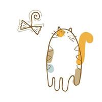 illustration vectorielle dessinés à la main de chaton mignon tricolore vecteur