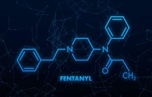 fentanyl molécule formule. vecteur dessin. vecteur icône