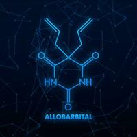 allobarbital chimique formule. illustration pour médical conception. moléculaire structure. vecteur