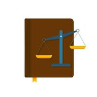 Justice Balance et bois juge marteau. en bois marteau avec loi code livres. vecteur Stock illustration