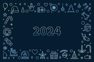content Nouveau 2024 année linéaire bleu bannière - vecteur Noël horizontal Créatif illustration