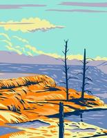 sources chaudes de mammouth dans le parc national de Yellowstone art de l'affiche wpa