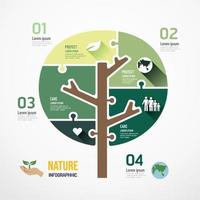 puzzle en forme d'arbre écologique. vecteur de modèle d'infographie de conception de concept