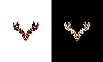 logo d'icône de bois de cerf, illustration graphique de vecteur de tête de corne de cerf