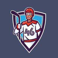 joueur de hockey tenant un bâton. art conceptuel sportif en style cartoon. vecteur