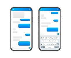 bavarder interface application avec dialogue la fenêtre. nettoyer mobile ui conception concept. SMS Messager. vecteur