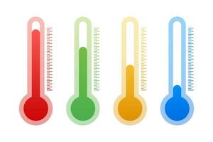 moderne thermomètre, été Contexte. thermomètre dans dessin animé style. thermostat. vecteur Stock illustration