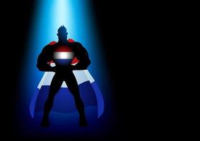silhouette d'un super-héros sous la lumière bleue vecteur