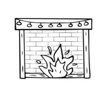 Noël cheminée icône dessin animé griffonnage style. vecteur illustration esquisser de une confortable de fête Accueil cheminée. isolé sur blanche.