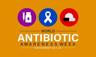 monde antibiotique conscience la semaine vecteur icône illustration. arrière-plan, bannière, carte, affiche, modèle. vecteur illustration.