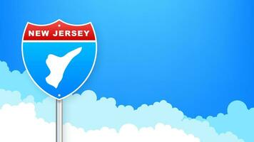 Nouveau Jersey carte sur route signe. Bienvenue à Etat de Nouveau Jersey. vecteur illustration