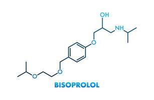 bisoprolol concept chimique formule icône étiqueter, texte Police de caractère vecteur illustration.
