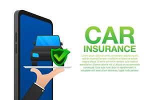 voiture Assurance Contrat document plus de mains. bouclier icône. protection. vecteur Stock illustration