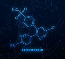 étoricoxib drogue molécule. squelettique formule. vecteur