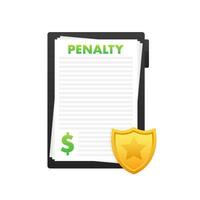 peine document avec bouclier. Paiement protection. vecteur Stock illustration