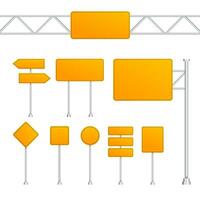 ensemble de Jaune route panneaux isolé sur blanc Contexte. vecteur Stock illustration.