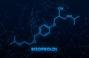 bisoprolol concept chimique formule icône étiqueter, texte Police de caractère vecteur illustration.