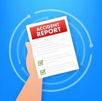 accident rapport former. presse-papiers dans main. vecteur Stock illustration