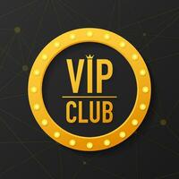 d'or symbole de exclusivité, le étiquette VIP avec briller. VIP club étiquette sur noir Contexte. vecteur illustration.