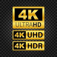 4k ultra HD étiqueter. haute technologie. LED télévision afficher. vecteur illustration