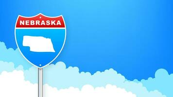 Nebraska carte sur route signe. Bienvenue à Etat de Nebraska. vecteur illustration