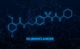 glibenclamide concept chimique formule icône étiqueter, texte Police de caractère vecteur illustration.
