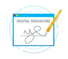 électronique Contrat ou numérique Signature concept. vecteur Stock illustration