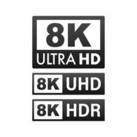 8k ultra HD étiqueter. haute technologie. LED télévision afficher. vecteur illustration.