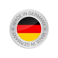 brillant métal badge icône, fabriqué dans Allemagne avec drapeau. vecteur Stock illustration