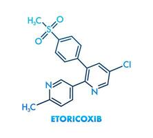 étoricoxib drogue molécule. squelettique formule. vecteur