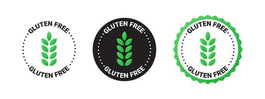 gluten gratuit emblèmes. produit cette Est-ce que ne pas contenir gluten. Naturel et biologique des produits. vecteur évolutif graphique