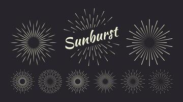 sunburst ensemble or style isolé sur Contexte pour logotype, emblème, logo, étiqueter. feu d'artifice explosion, étoile. vecteur Stock illustration