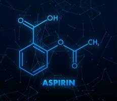 acétylsalicylique, aspirine concept chimique formule icône étiqueter, texte Police de caractère vecteur illustration.