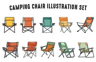 ensemble de camping chaise illustration, camping chaise vecteur paquet