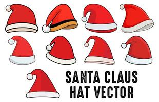 griffonnage Père Noël Chapeaux vecteur clipart empaqueter, ensemble de Père Noël chapeau illustration