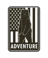 aventure badge avec ours et Etats-Unis drapeau Contexte vecteur