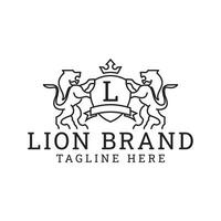 Lion marque logo conception est une conception atout avec une logo conception avec une Lion comme le principale élément. vecteur