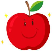 Pomme rouge avec visage heureux vecteur